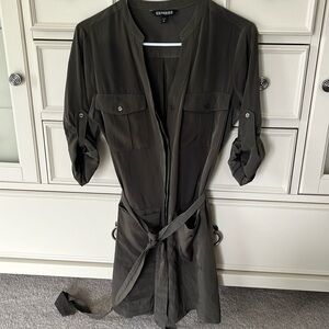 Express button down dress olive green size s